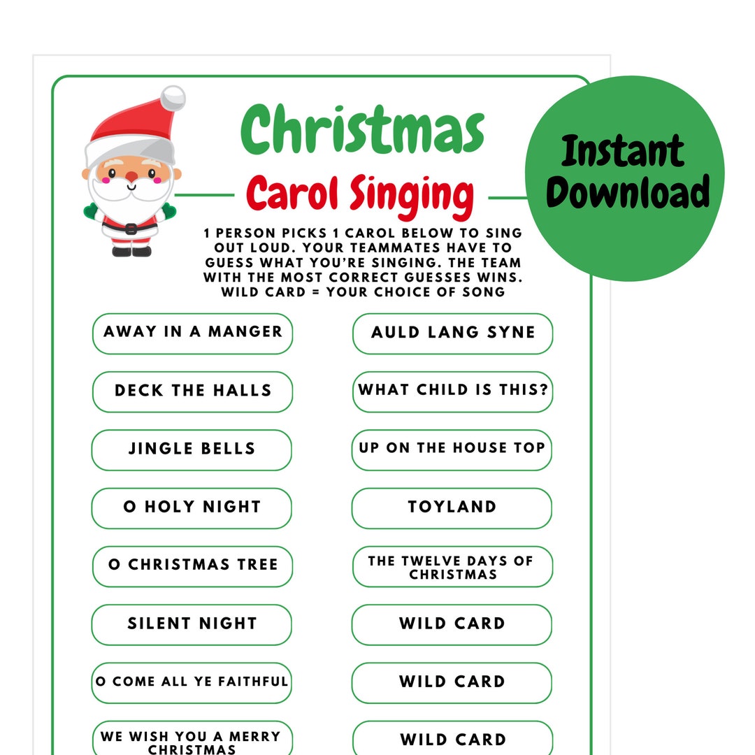 Christmas Carol Singing Game Christmas Party Games for Adults & Kids