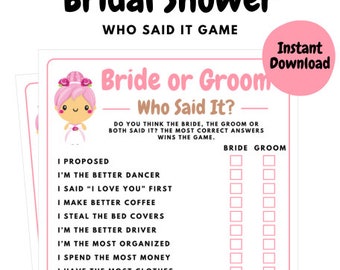 Guess Who Bride or Groom Printable Custom Design Bridal Game for Guests ...