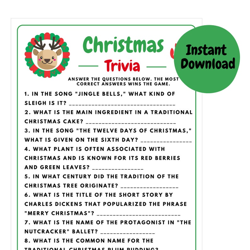 Christmas Trivia Games Adults Printable