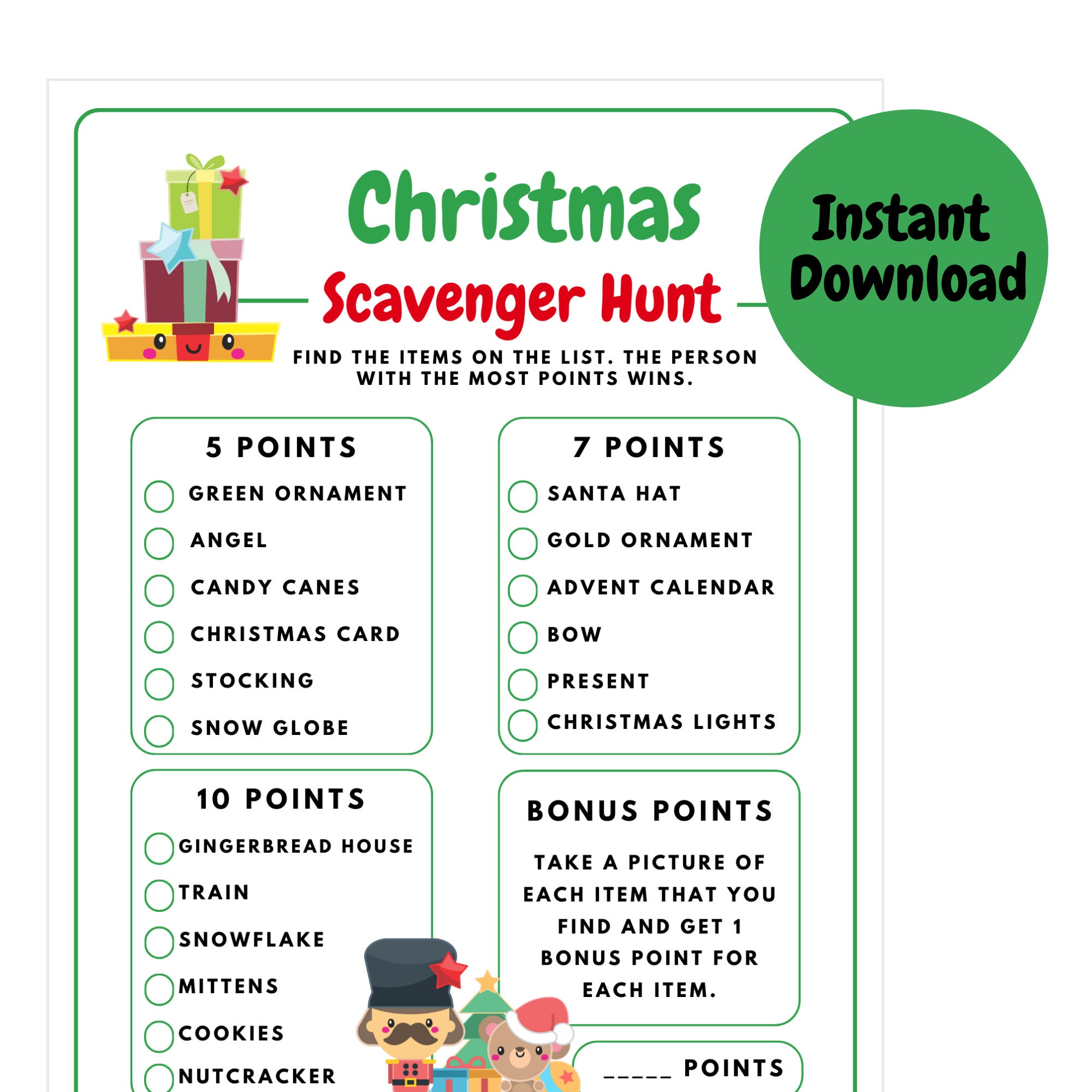 Christmas Scavenger Hunt Game Christmas Party Games for Adults & Kids Christmas Scavenger Hunt Games