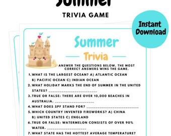 June Trivia Game, Trivia Games for Kids and Adults, June Games, Party ...