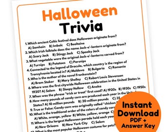Halloween Trivia Game | Halloween Game Printable | Halloween Party Game for Adults | Halloween Quiz | Halloween Trivia Night
