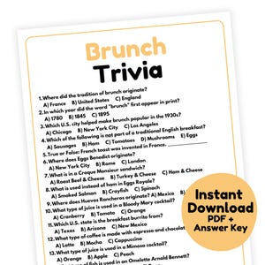 Brunch-Trivia-Spiel | Brunch Spiel zum Ausdrucken | Brunch Brautparty Spiel | Brunch-Baby-Dusche-Spiel | Brunch Party Spiel für Erwachsene