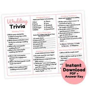 CLASSIC Wedding Trivia Game Printable | Wedding Game for Guests | Wedding Table Game | Wedding Reception Game | Wedding Party Game