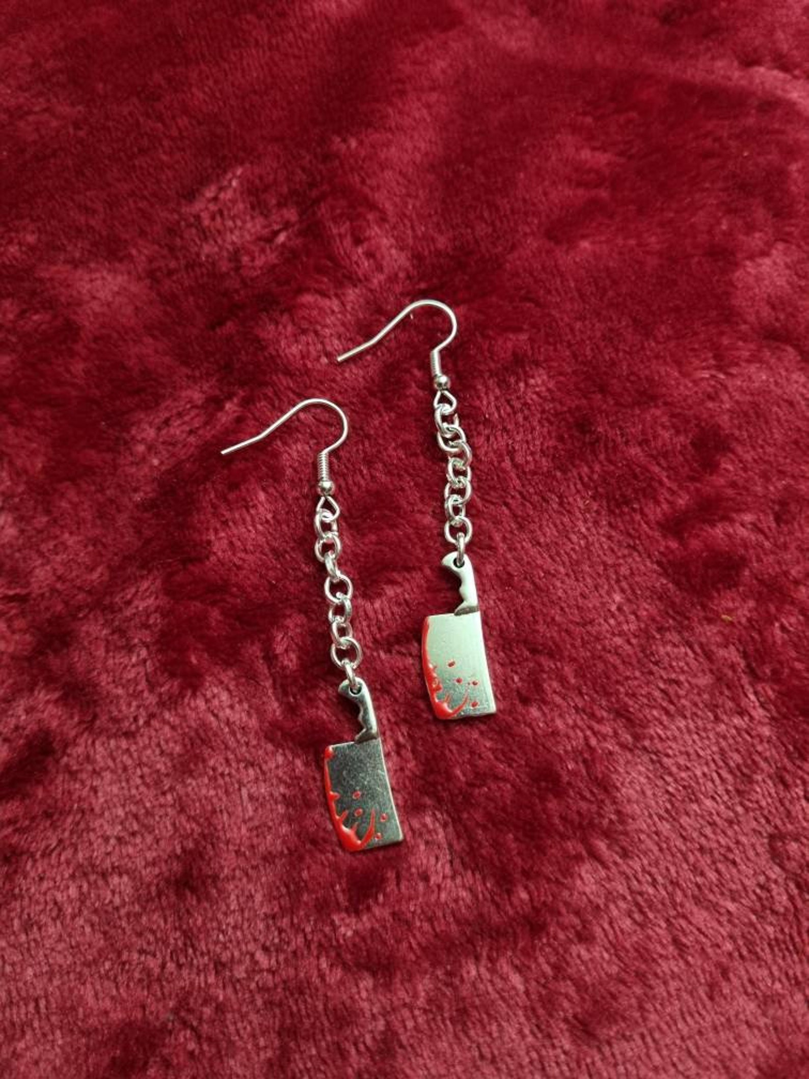 Meat cleaver earrings bloody horror meat cleavers charm Etsy