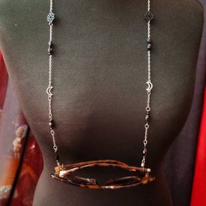 Gothic glasses chain, skull and moon glasses chain