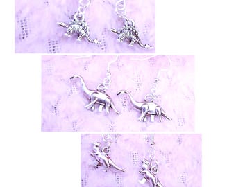 Dinosaur earrings, cute little tyranasaurus rex earrings, t rex, stegasaurus, diplodocus, prehistoric, clip on option  available