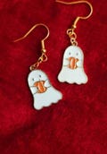 Gold pumpkin ghost earrings, cute ghost earrings, Halloween earrings