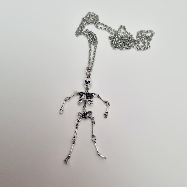 Skeleton pendant, movable Skeleton necklace