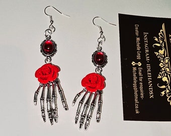 gothic skeleton earrings, goth earrings, gothic earrings