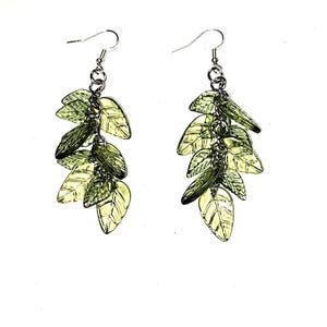 Dangle leaf earrings, botanical earrings, summer earrings