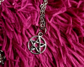Pentacle necklace, silver pentagram, witchy symbol
