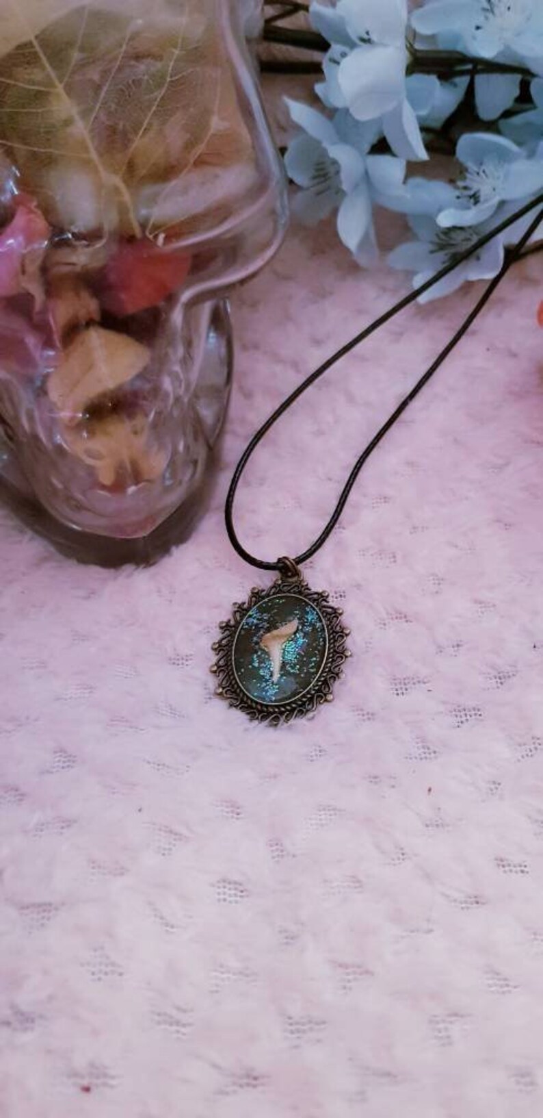 gothic skulls emo egirl Shark tooth pendant taxidermy bronze cameo alt real shark tooth cameo pendant real tooth necklace