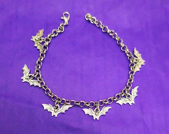 Bat charm bracelet, cute little spooky bat bracelet