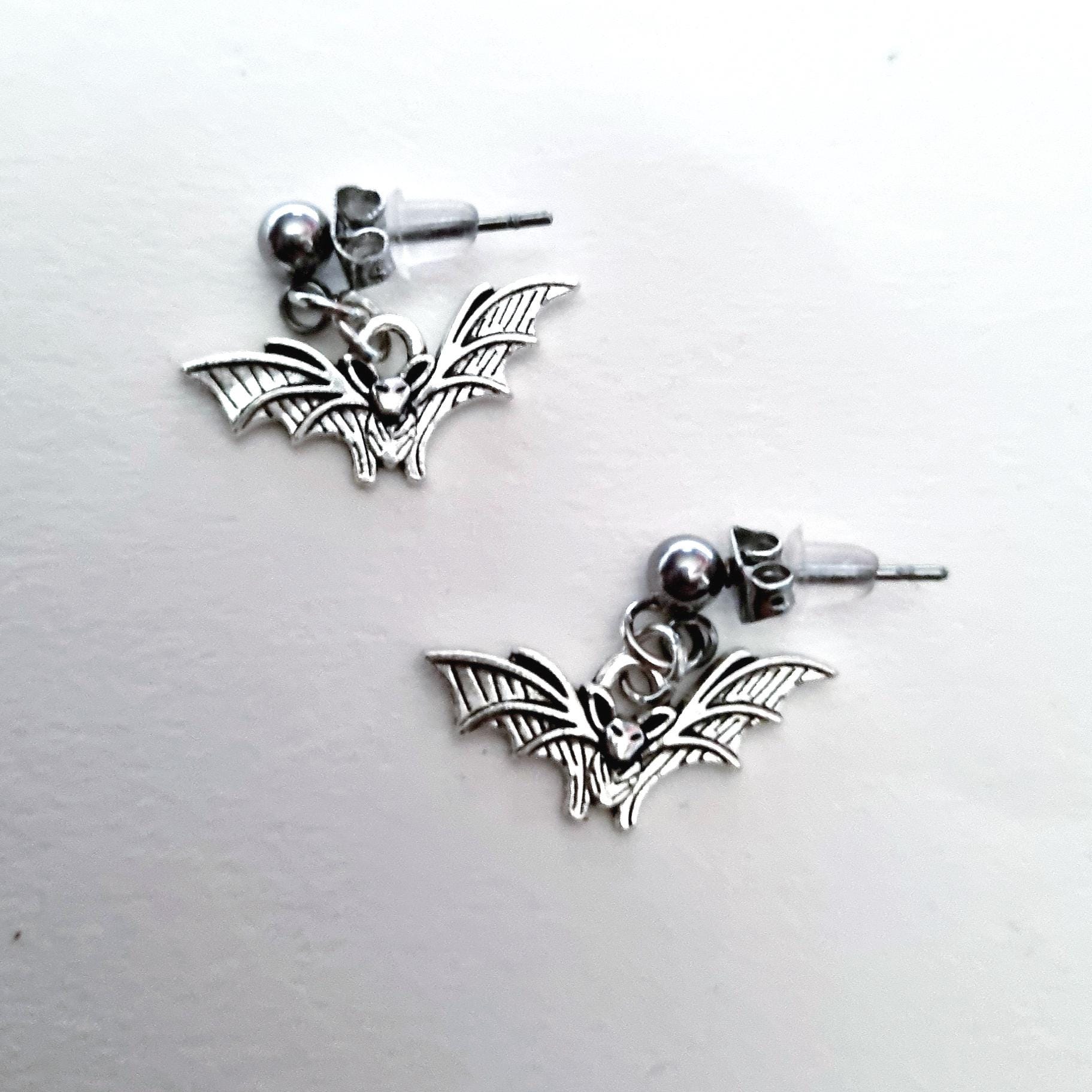 Orecchini gotici a forma di pipistrello da donna, stile punk, orecchini vampiro gotico con cristalli neri rossi pendenti a goccia per Halloween, cosplay, feste, accessori per gioielli
