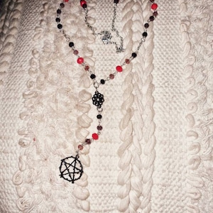 Gothic rosary bead style necklace, Pentacle rosary, gothic necklace