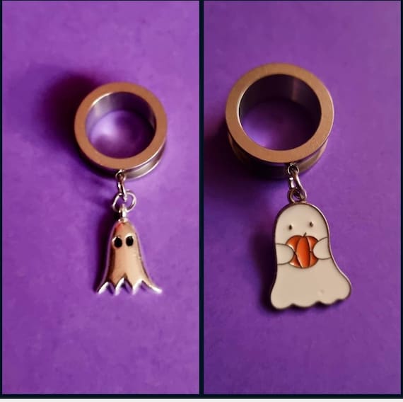 Cute Ghost Ear Tunnels Spooky Ghost Gauges Halloween Tunnels Etsy