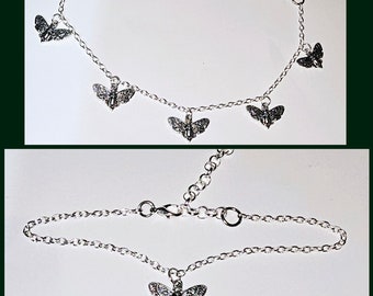 Moth anklet, Deathhead Moth ankle bracelet, gothic anklet,  death's head hawkmoth anklet