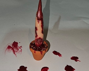 Miniature horror art, severed finger plant, body horror art, horror decor