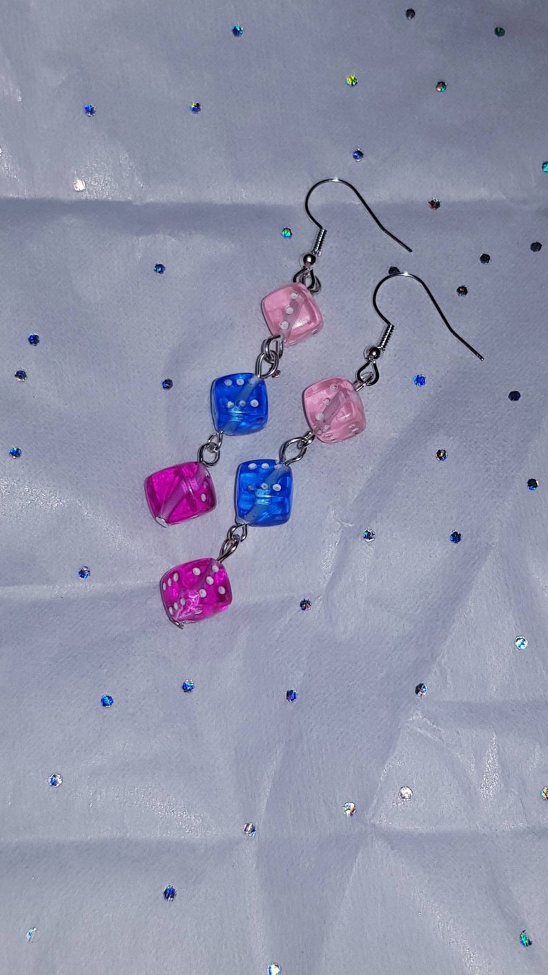 die earrings kitsch multi coloured dice dangle earrings Dice earrings