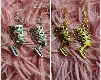 Queen nefertiti earrings, Egyptian Queen earrings, godess earrings