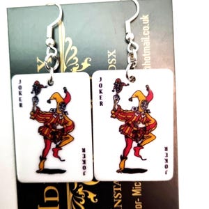 Orecchini con carte da gioco Joker, orecchini con carte Joker
