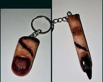 severed finger keyring, severed toe keyring, body horror keyring