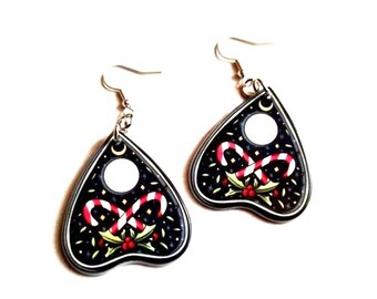 Orecchini planchette Gothmas, orecchini planchette a bastoncino di zucchero, orecchini natalizi gotici, pagani
