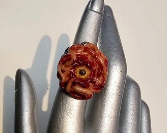 parasitic eye ring, polymer clay ring, horror ring