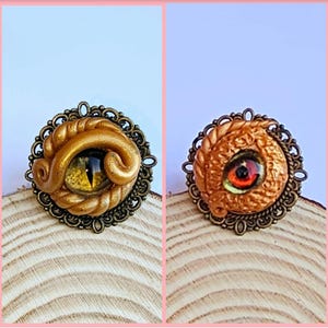 Drachenauge Ring, Drachen Ring aus Polymer Clay, Statement Ring