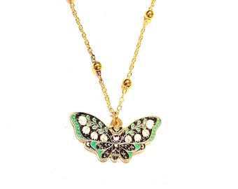 Colgante de polilla, colgante de polilla verde flor