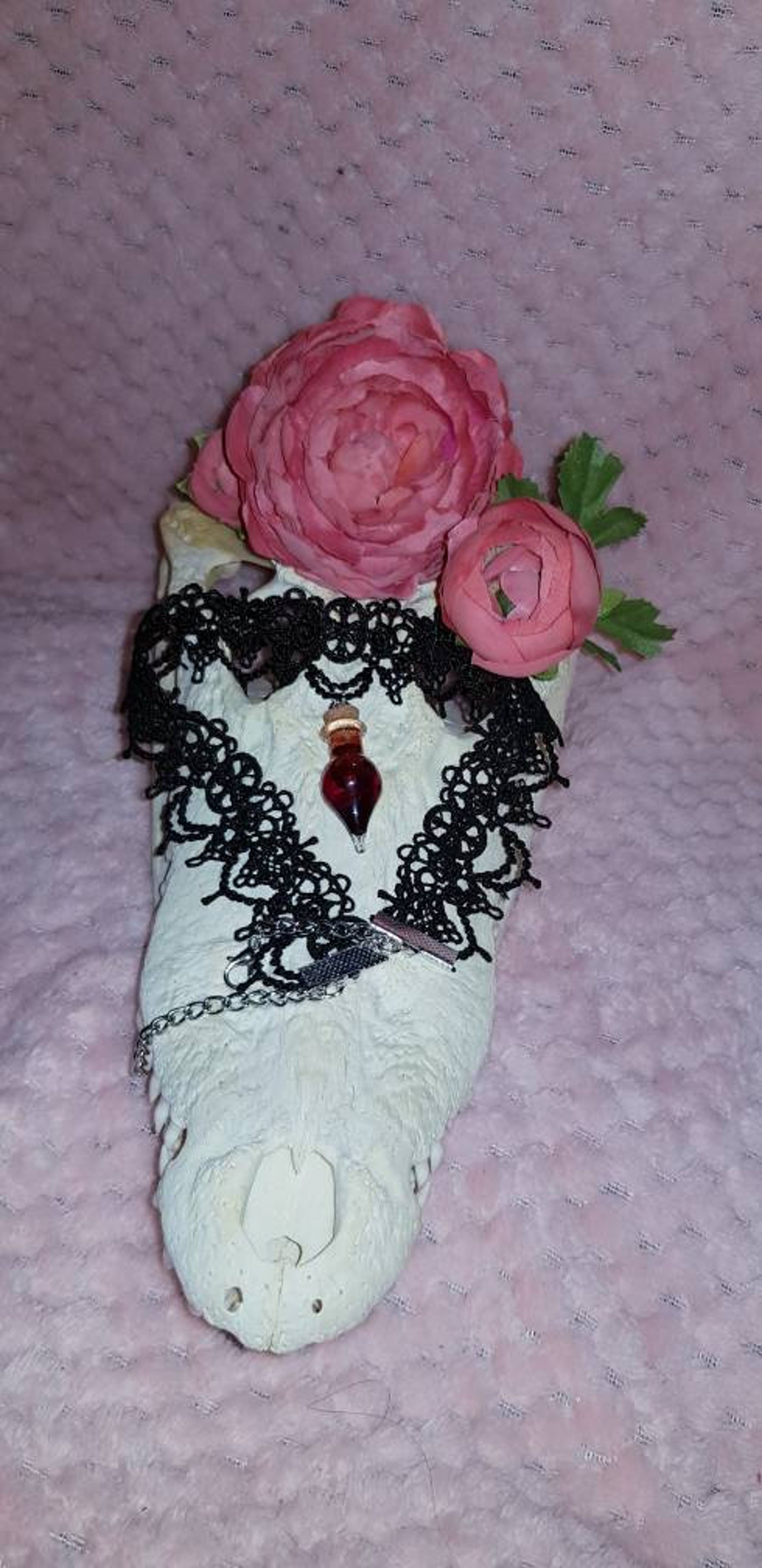 Black Lace Choker With Blood Vial Gothic Vampire Choker Etsy UK