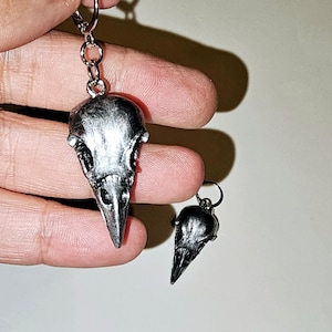 raven skull earrings, gothic raven earrings, birdskull earrings