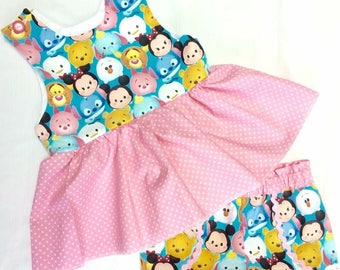 Disney Inspired Pooh Dumbo Stitch 3T 4T 5 6 7 8 10 12 Ruffle Shortie Set Yellow