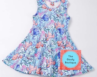 Disney NEMO Twirl Vestido Niños 12/18 a 14/16 Dory SIN MANGAS tanque