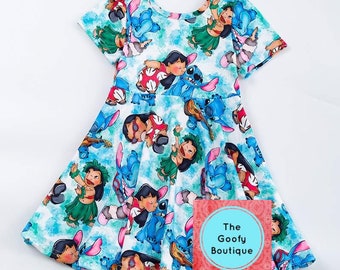 Vestido Lilo y Stitch vestido giratorio Niños 12/18 hasta 18/20 Ohana Aulani Hawaii Hawaiian Disney Vacation