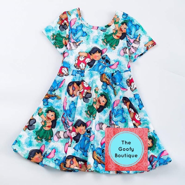 Lilo and Stitch Dress twirl dress Kids 12/18 up to 18/20 Ohana Aulani Hawaii Hawaiian Disney Vacation