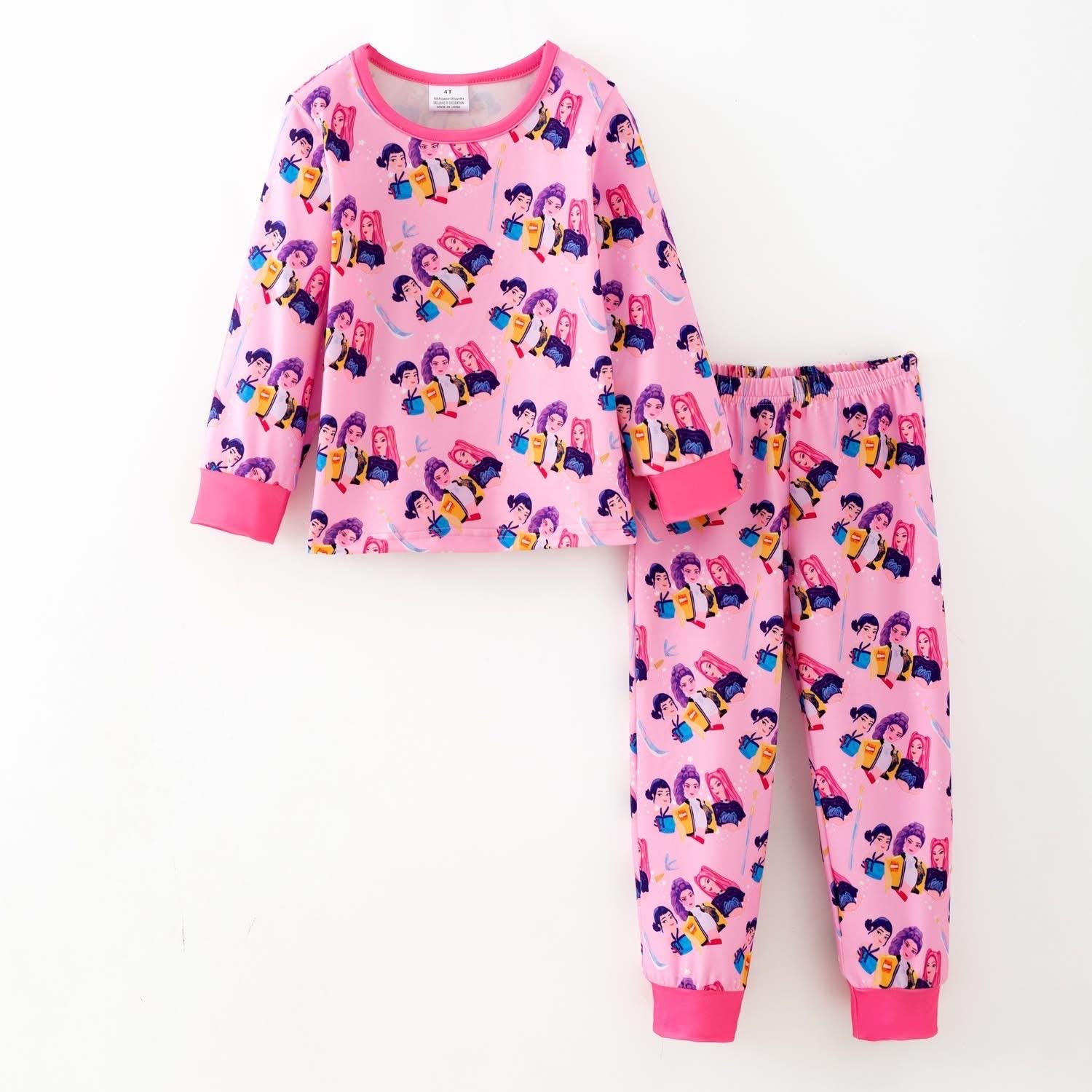 Discover KPop Demon Hunters Pink Pajamas Set, Lounge Wear, Rumi Mira Zoey