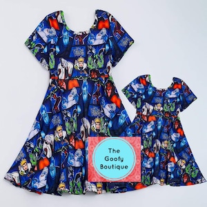 Disney Villains Dress Womens Dress Halloween Dress Sizes Small to 5XL Disney Plus Size  Matching Family mommy and me