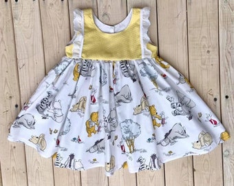 WINNIE POOH Dress eyelet ruffles Birthday Pooh Bear Eeyore Piglet