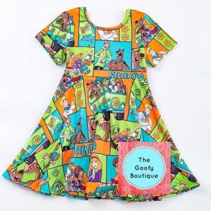 Mystery Dog Dress Doo Clue Character  Cartoon Party Girls Twirl Dress