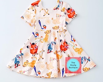 LION KING Dress Animal Kingdom Dress Retro Kids toddlers girls tweens Safari Zoo Hakuna Matata Neutrals Vintage Disney World 90s Throwback