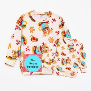 Disney Christmas Shirt Mickey and Minnie Gingerbread long sleeved shirt cream baby toddler tweens mens womens unisex gender neutral