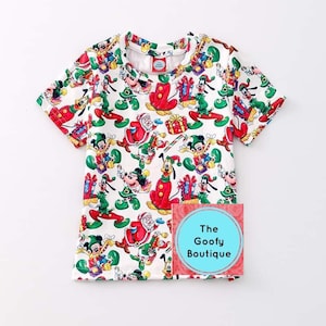 Disney Christmas Shirt Tee TShirt Childrens Shirt Mickey Santa Friends Kids toddlers Crusie Very Merry Christmas Matching Family