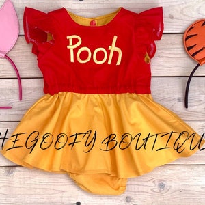 Pooh dress Winnie the Pooh Dress Embroidered costume Pooh Bear Disney Bounding birthday Halloween Birthday