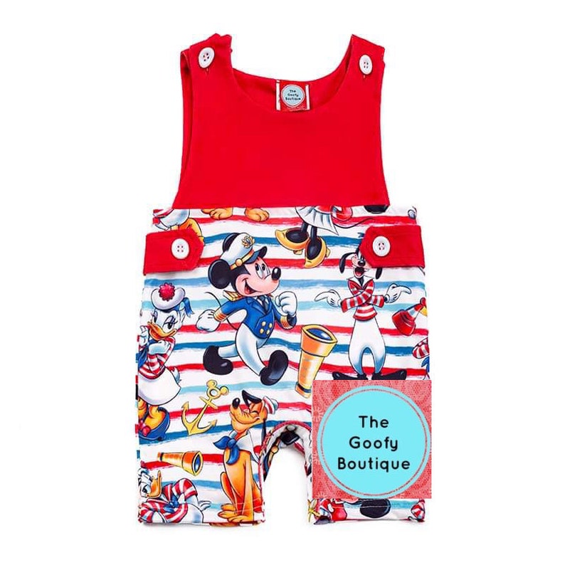 Disney Cruise Jon Jon Romper Shortalls Disney Baby Clothes 2024 Castaway Cay Wish Fantasy Mickey Donald Goofy DCL Disney Baby Outfit image 1