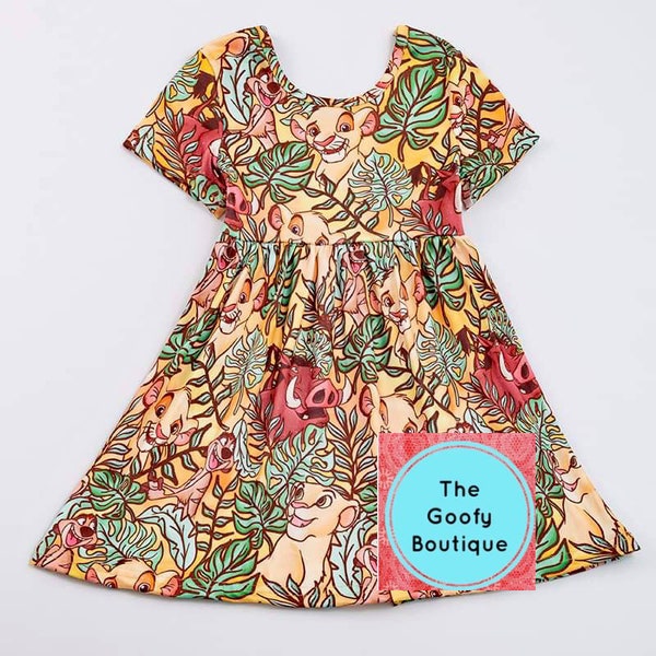 Lion King Dress Animal Kingdom Dress Outfit Safari Disney Zoo Twirl Dress Kids 12/18 up to 18/20 tweens Disney Dress