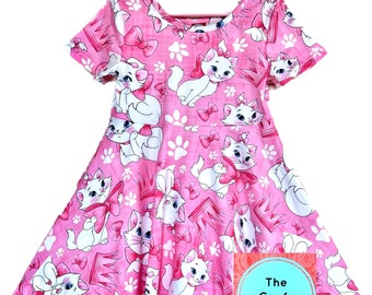 Aristocats Marie Dress Outfit Disney Twirl Dress Kids babies 12/18 up to 18/20 tweens Disney Dress Disney Cat Pink