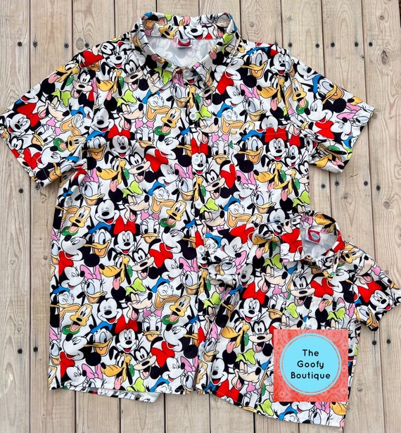Chemise adulte Disney Mickey et ses amis, bouton Fab faces Dingo