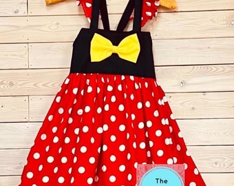 Minnie Mouse Dress Inspired dress Costume Ruffled Bow Girls Toddler Disney Dress Clothes Cruise Magic Kingdom Mickey Disney Bounding Bound